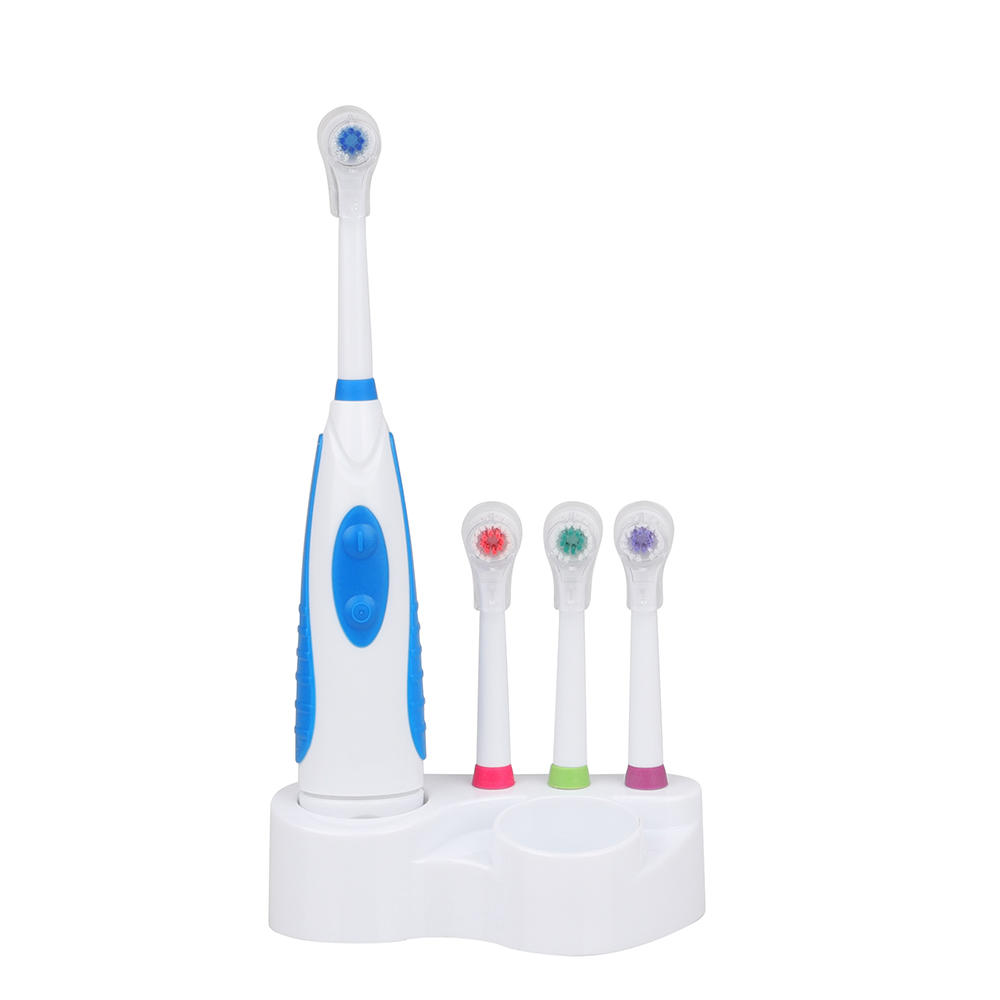 KHET004-3 Electric Battery Toothbrush With Three Spare Heads Dupont Perfect For Teeth Whitening And Cleaning Family Kit