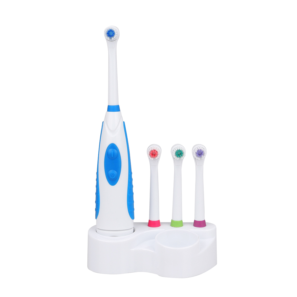 KHET004-3 Electric Battery Toothbrush With Three Spare Heads Dupont Perfect For Teeth Whitening And Cleaning Family Kit