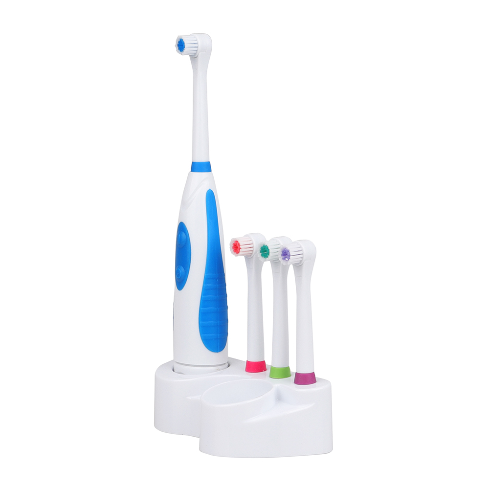 KHET004-3 Electric Battery Toothbrush With Three Spare Heads Dupont Perfect For Teeth Whitening And Cleaning Family Kit