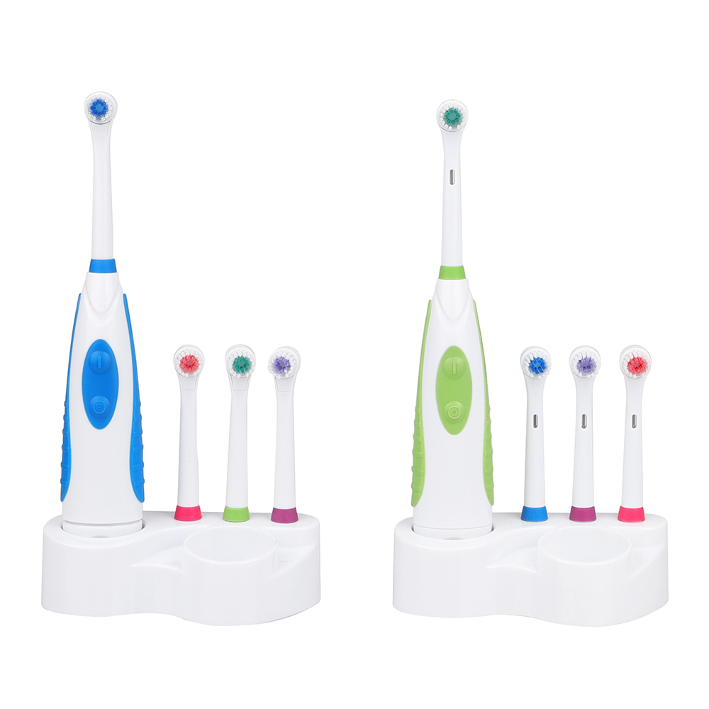 KHET004-3 Electric Battery Toothbrush With Three Spare Heads Dupont Perfect For Teeth Whitening And Cleaning Family Kit