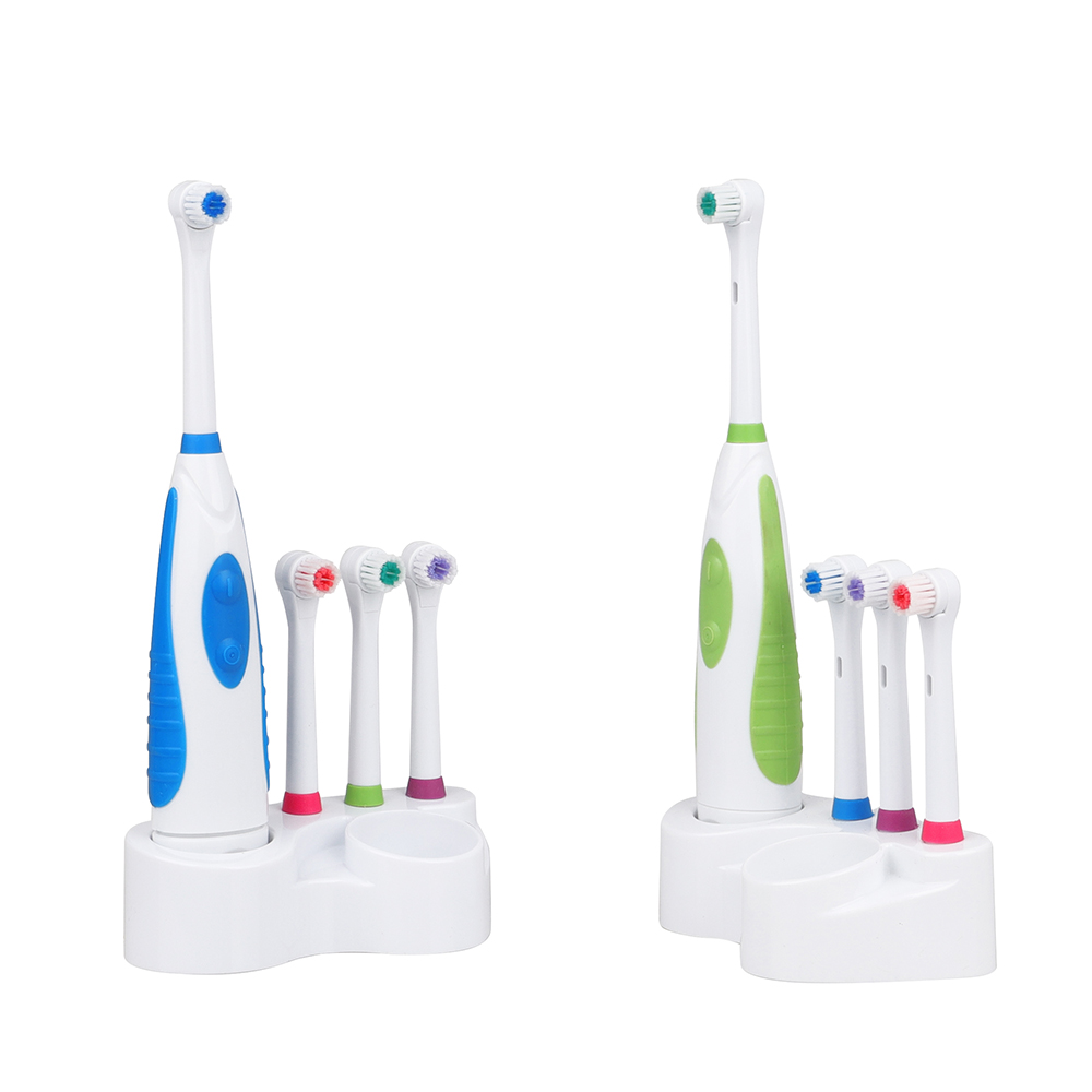 KHET004-3 Electric Battery Toothbrush With Three Spare Heads Dupont Perfect For Teeth Whitening And Cleaning Family Kit