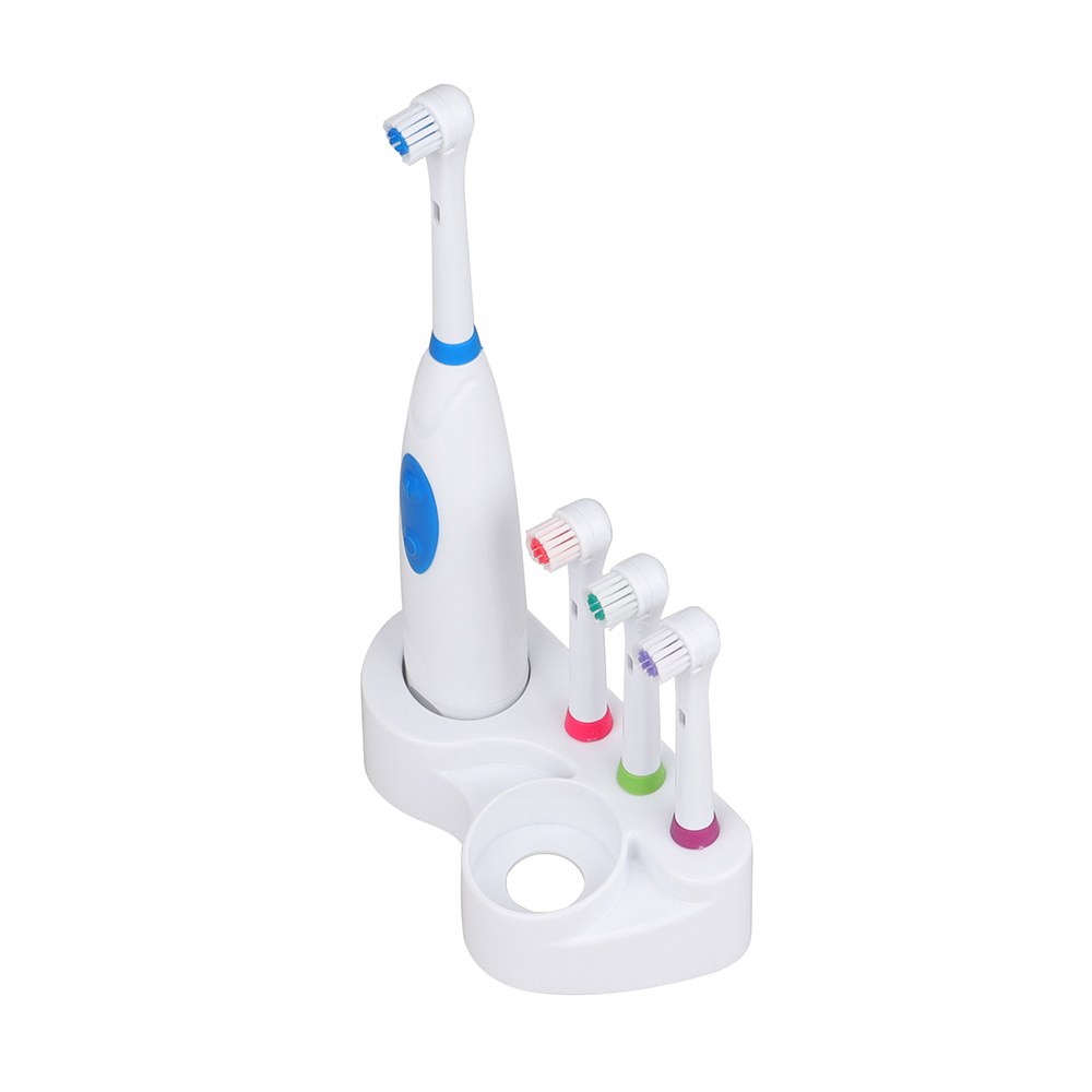 KHET005-3 Adult Electronic Battery Toothbrush With Three Spare Heads IPX4 Waterproof Perfect Family Kit 