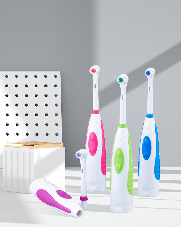 KHET004-F Electric Lasting Battery Toothbrush With Replaceable Soft Dupont Bristle Head IPX4 Waterproof For Adult 