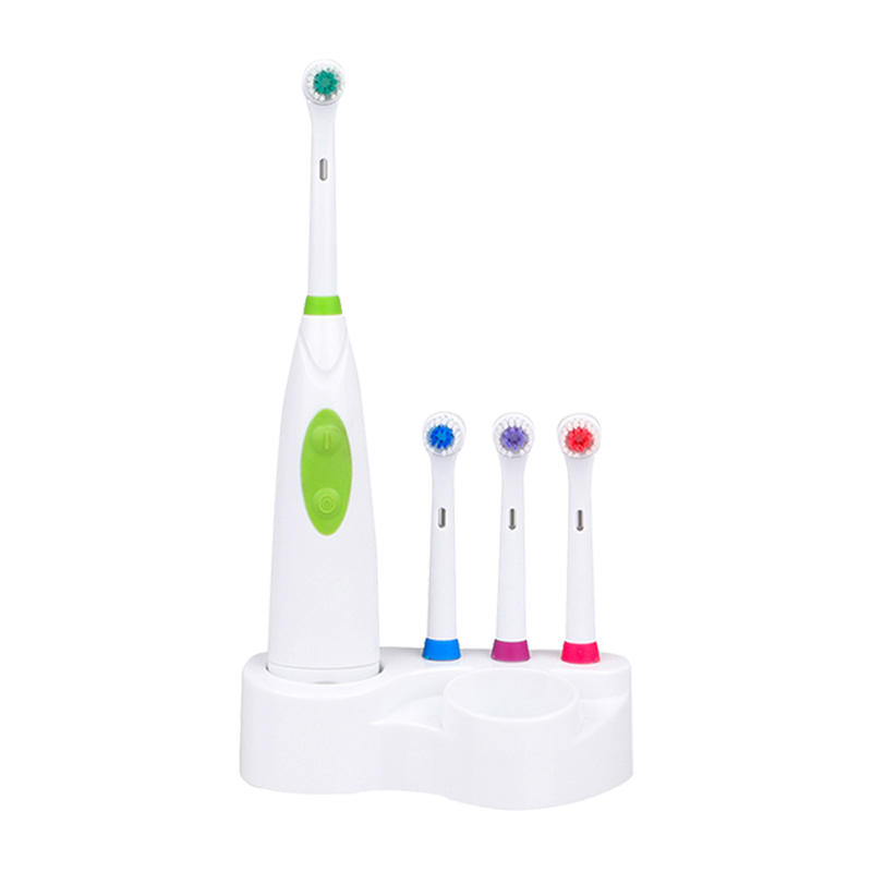 KHET005-3 Adult Electronic Battery Toothbrush With Three Spare Heads IPX4 Waterproof Perfect Family Kit 