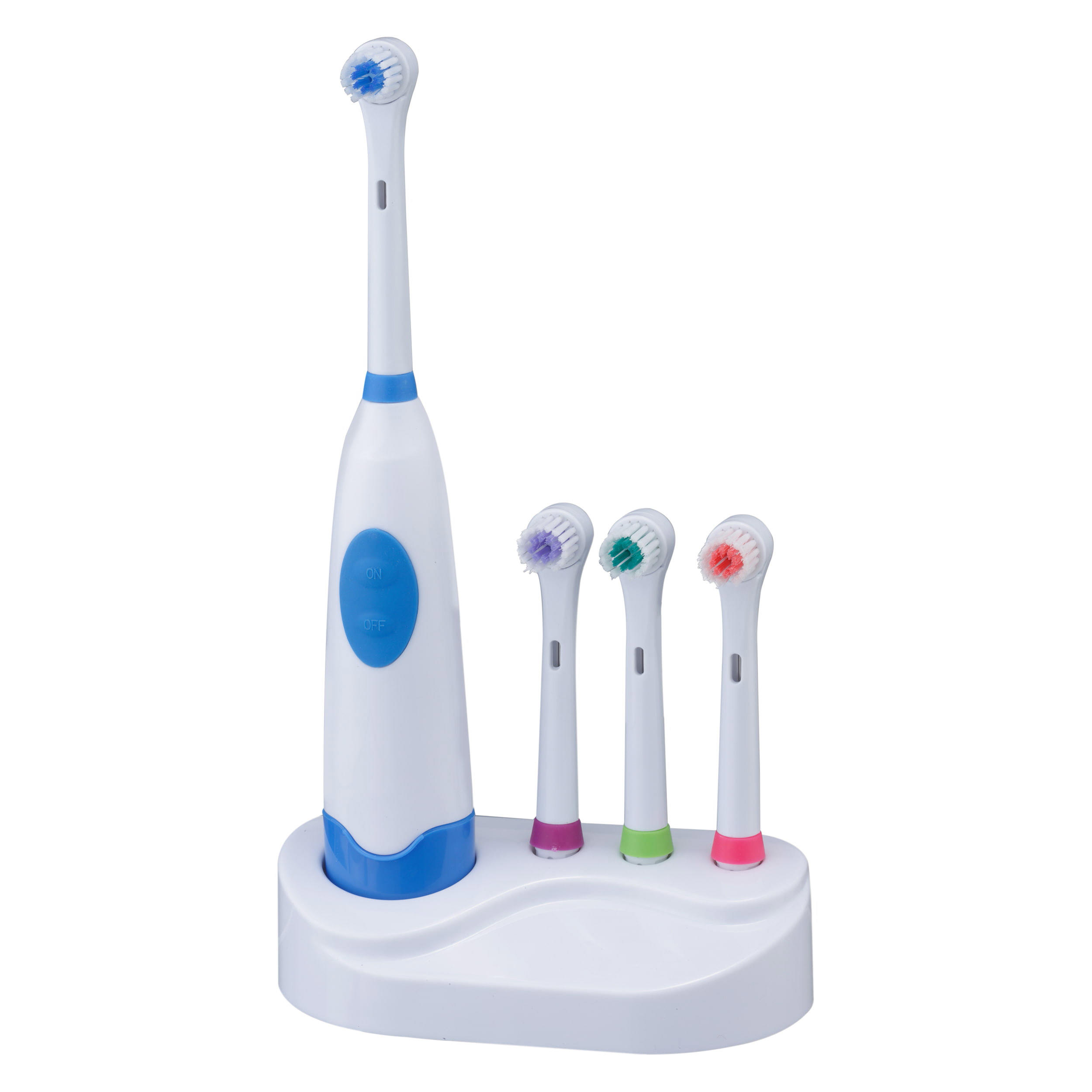 KHET003-3 Electric Battery Toothbrush Perfect For Teeth Whitening And Cleaning With Three Refill Brush Heads Family Kit 
