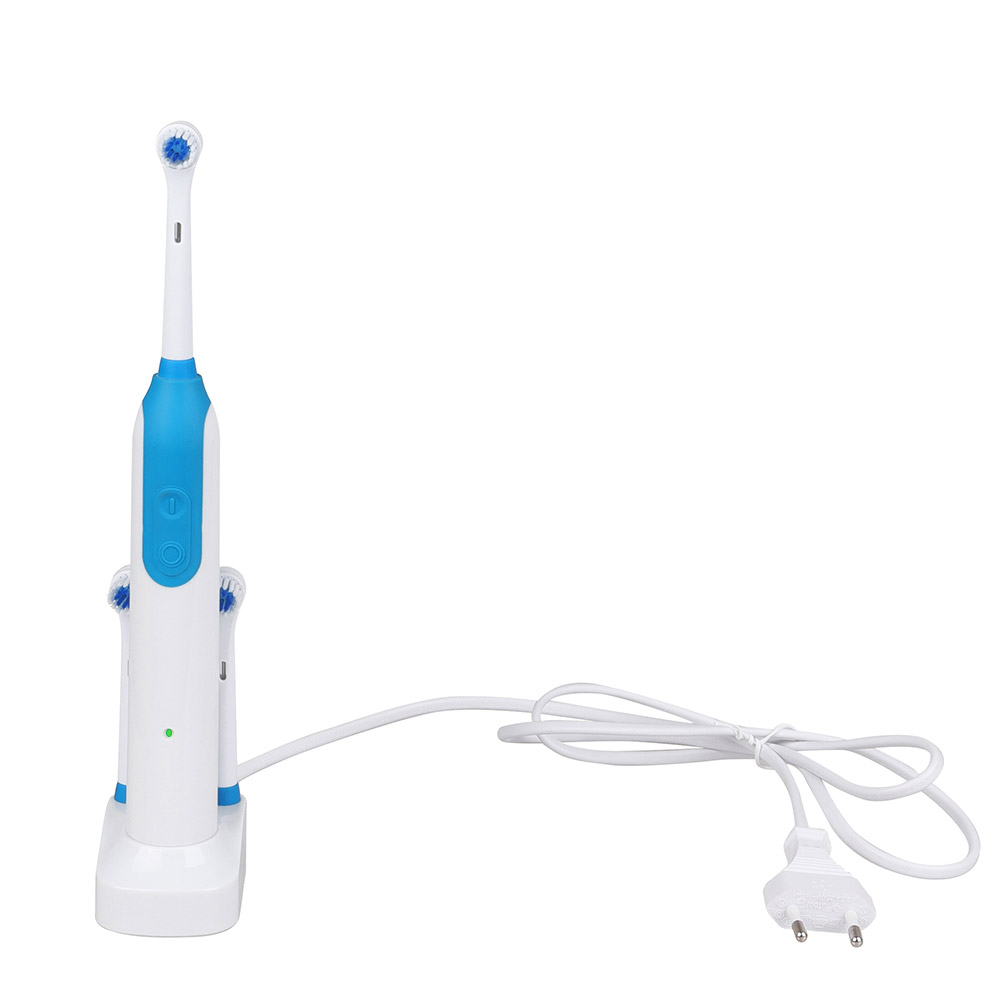 KHET008 Rechargeable Powered Toothbrush With Two Spare Heads IPX7 Waterproof Spinbrush