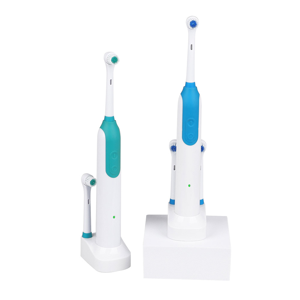 KHET008 Rechargeable Powered Toothbrush With Two Spare Heads IPX7 Waterproof Spinbrush