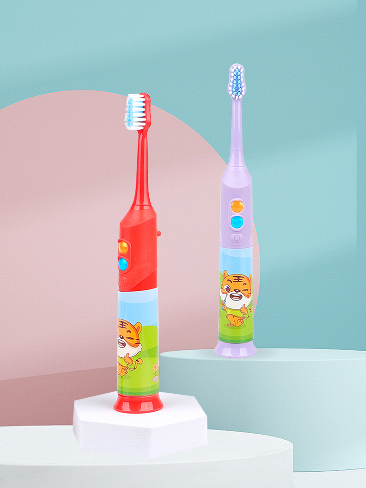 KHET016A Flashing Sonic Electric Toothbrush With Timer And LED Lights IPX5 Waterproof Cartoon Modeling Design For Kids