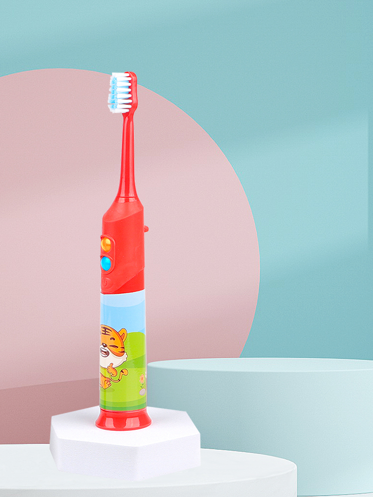 KHET016A Flashing Sonic Electric Toothbrush With Timer And LED Lights IPX5 Waterproof Cartoon Modeling Design For Kids