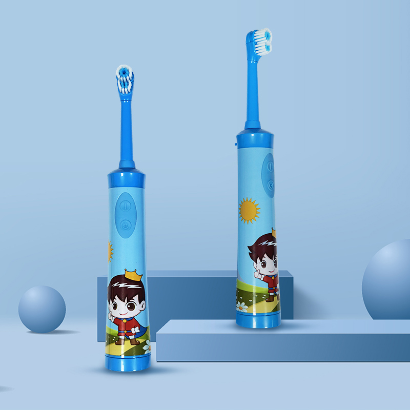 KHET019 New Design Rotating Electric Toothbrush With One Refill Extra Soft Dupont Brush Head Cartoon Modeling Design For Kids